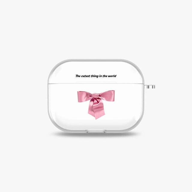 [에어팟 프로/3세대 투명 하드케이스]Cute ribbon 핑크