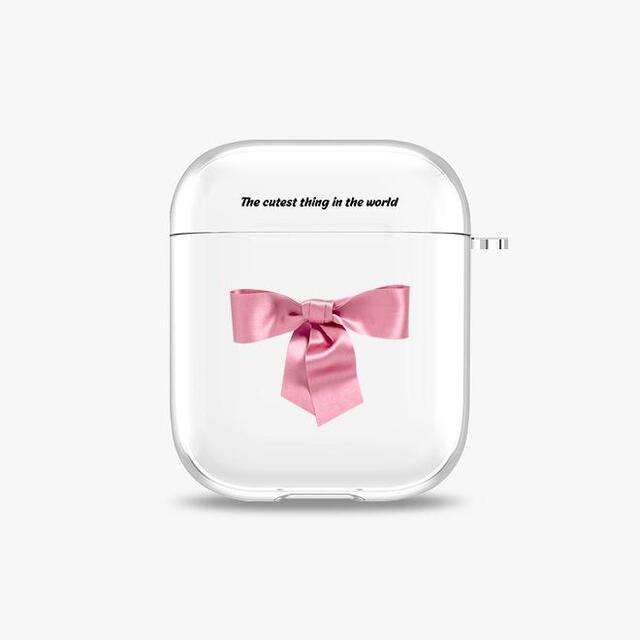 [에어팟 투명 하드케이스]Cute ribbon 핑크