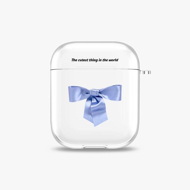 [에어팟 투명 하드케이스]Cute ribbon 스카이