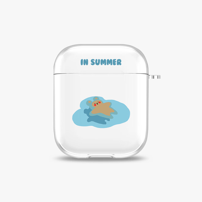 [에어팟 투명 하드케이스]In summer 곰