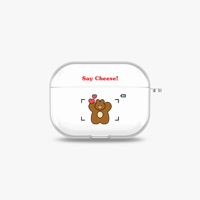[에어팟 프로/3세대 투명 하드케이스]Say Cheese! 곰