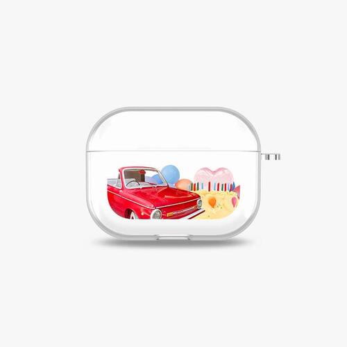 [에어팟 프로/3세대 투명 하드케이스]Two red car