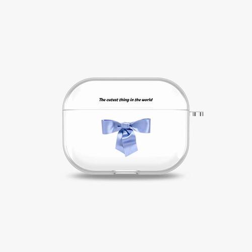 [에어팟 프로/3세대 투명 하드케이스]Cute ribbon 스카이