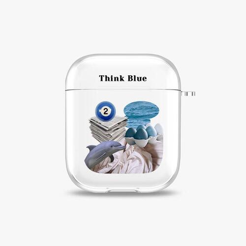 [에어팟 투명 하드케이스]Think blue