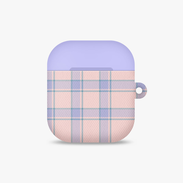 [하드 에어팟 케이스]라벤더 핑크 체크