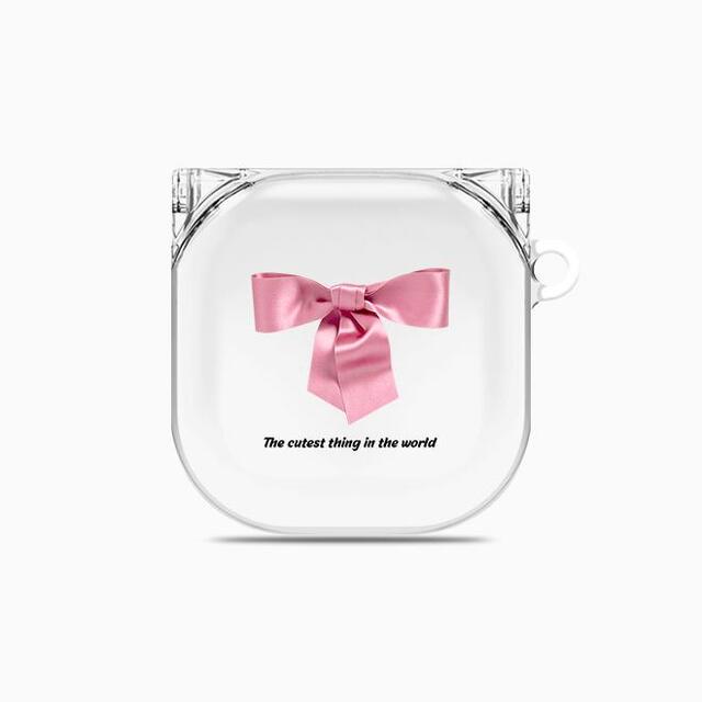 [버즈 라이브 투명 하드케이스]Cute ribbon 핑크