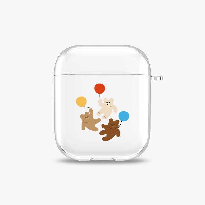 [에어팟 투명 하드케이스]Balloon bear 세마리