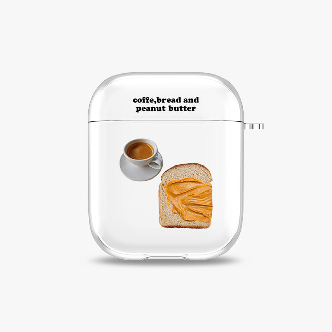 [에어팟 투명 하드케이스]커피,식빵,땅콩버터
